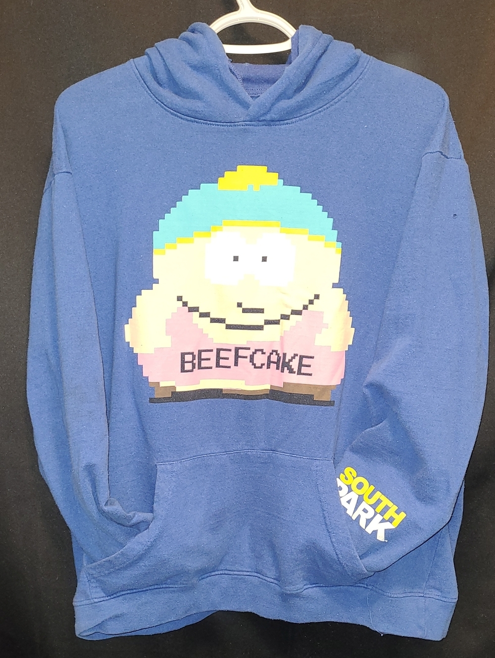 Blue South Park 'Beefcake' Pixel Eric Cartman Hoodie SIZE LG